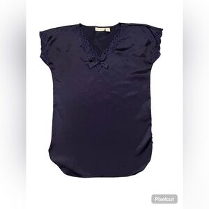Victoria's Secret Gold Label Navy Blue
Satin Short Sleeve Slip Vintage Lingerie